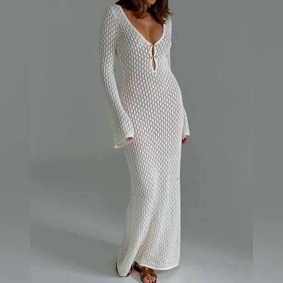Commense Other - Commense Crochet Open Knit Maxi Beach Dress Coverup